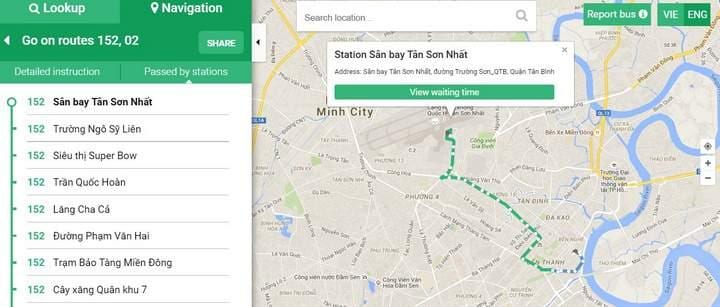 Mapa ho chi minh autobus 152 trasy