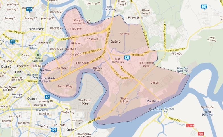 Mapa okresov ho chi minh city