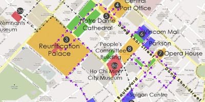 Ho chi minh city pešia prehliadka mapu